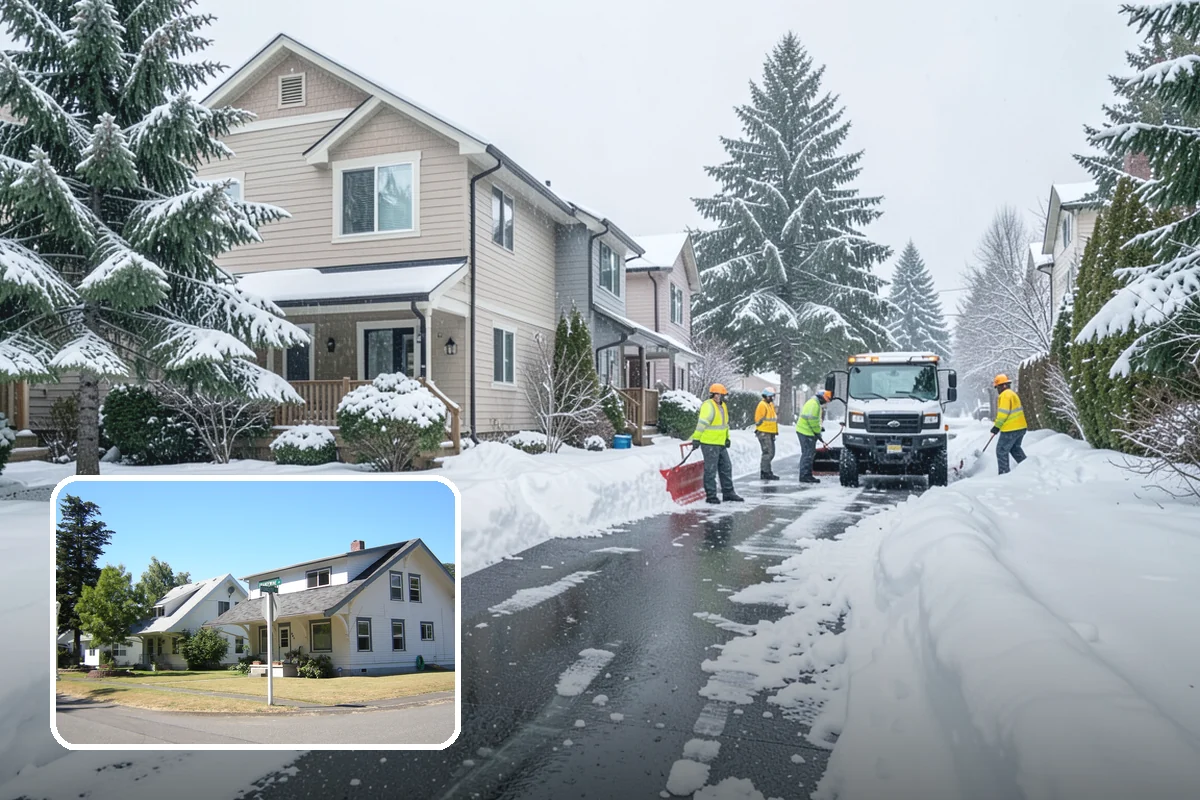 Catch Basin Snow Clearing in DuPont, Pierce County, WA - Prevents ponding and flooding during thaws and rain events