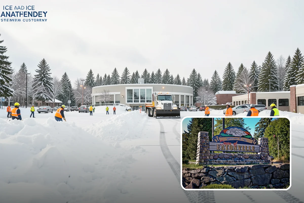 Catch Basin Snow Clearing in Eatonville, Pierce County, WA - Prevents ponding and flooding during thaws and rain events