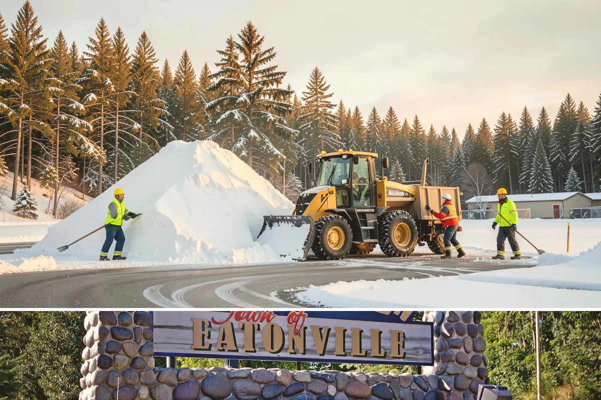Catch Basin Snow Clearing in Eatonville, Pierce County, WA - Basins need clearing right before the thaw cycles and atmospheric rivers that regularly follow our snow events from December...