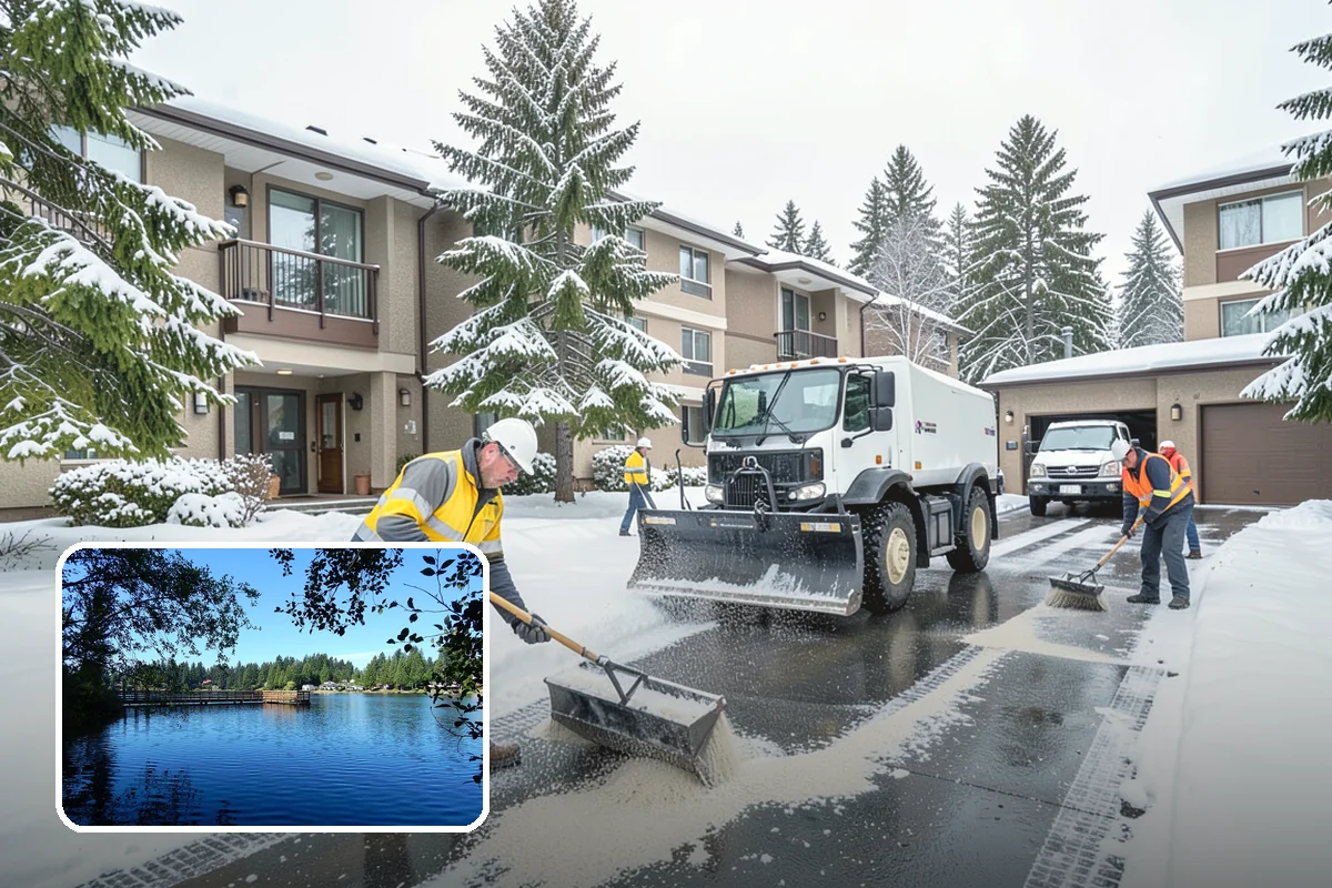 Catch Basin Snow Clearing in Federal Way, King County, WA - Prevents ponding and flooding during thaws and rain events