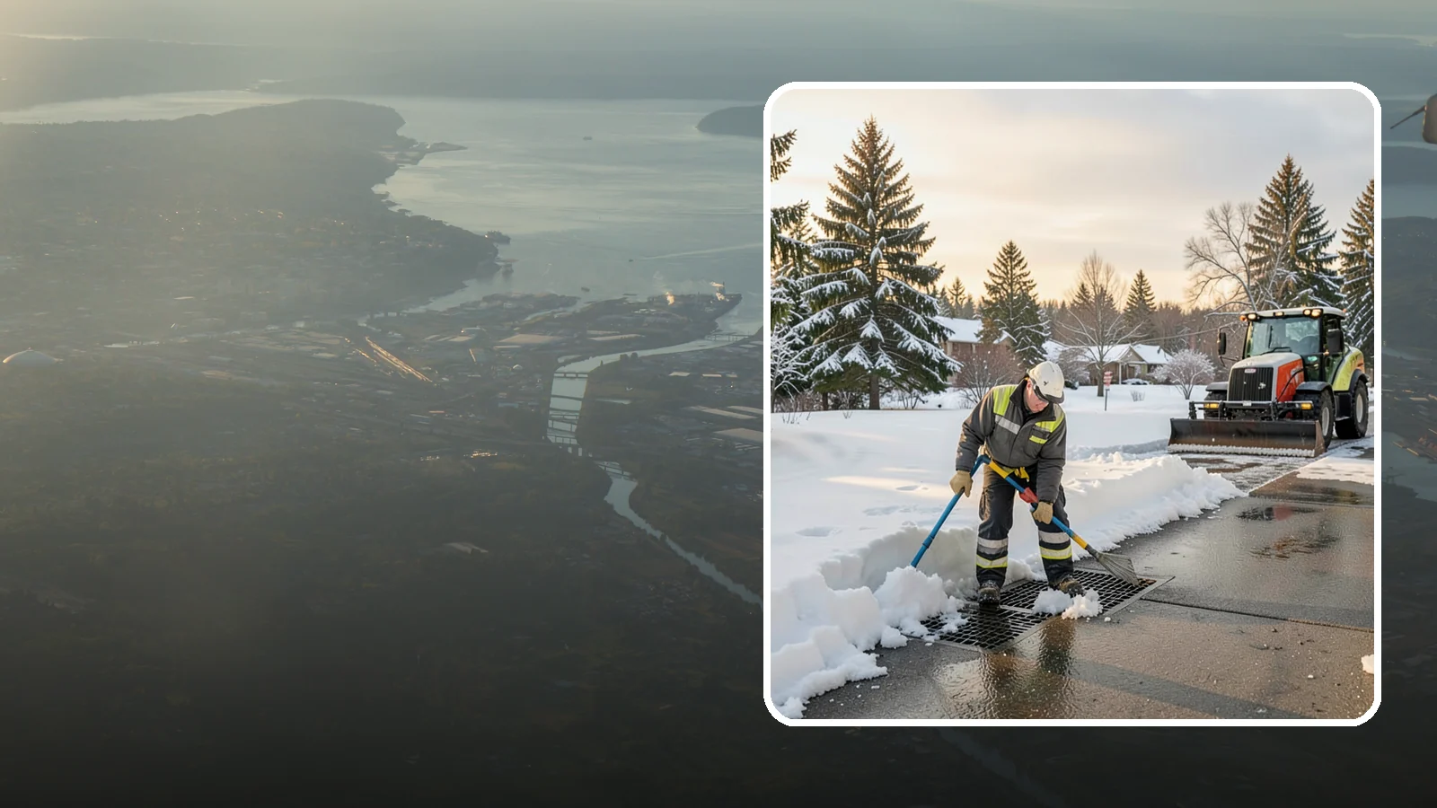 Catch Basin Snow Clearing in Fife, Pierce County, WA - We keep catch basins and storm grates open so meltwater and rain drain instead of flooding your lot.