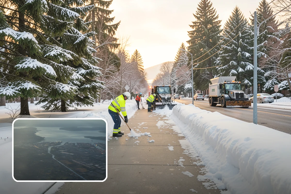 Catch Basin Snow Clearing in Fife, Pierce County, WA - Prevents ponding and flooding during thaws and rain events