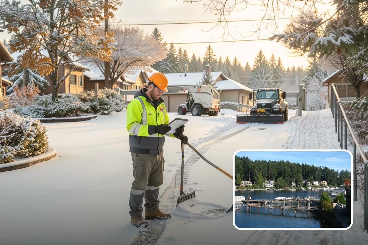 Catch Basin Snow Clearing in Gig Harbor, Pierce County, WA - Prevents ponding and flooding during thaws and rain events