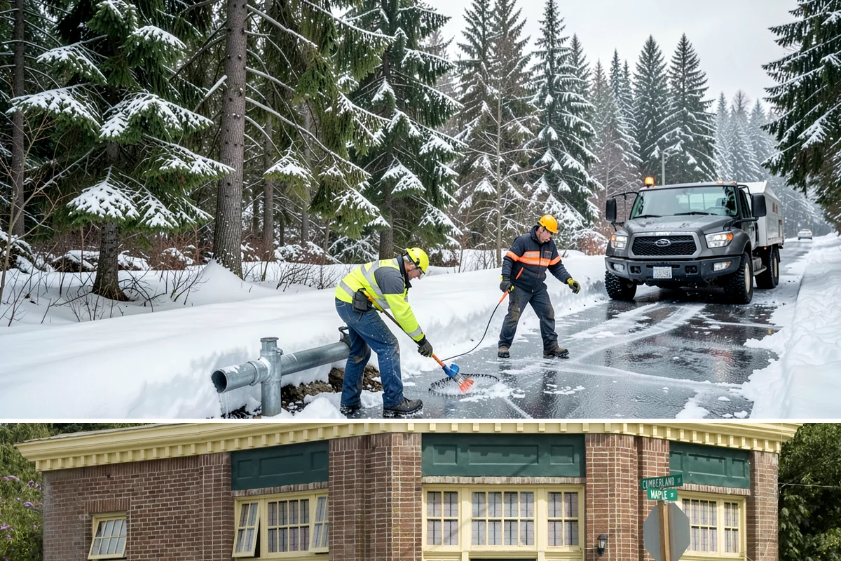 Catch Basin Snow Clearing in Hamilton, Skagit County, WA - Basins need clearing right before the thaw cycles and atmospheric rivers that regularly follow our snow events from December...