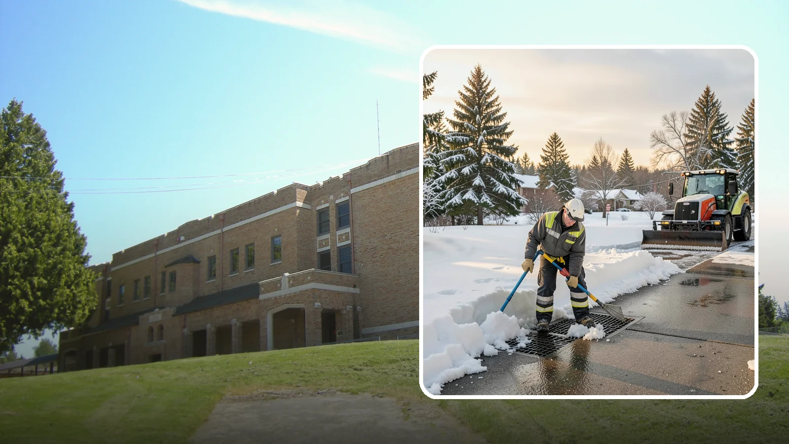 Catch Basin Snow Clearing in Maple Valley, King County, WA - We keep catch basins and storm grates open so meltwater and rain drain instead of flooding your lot.