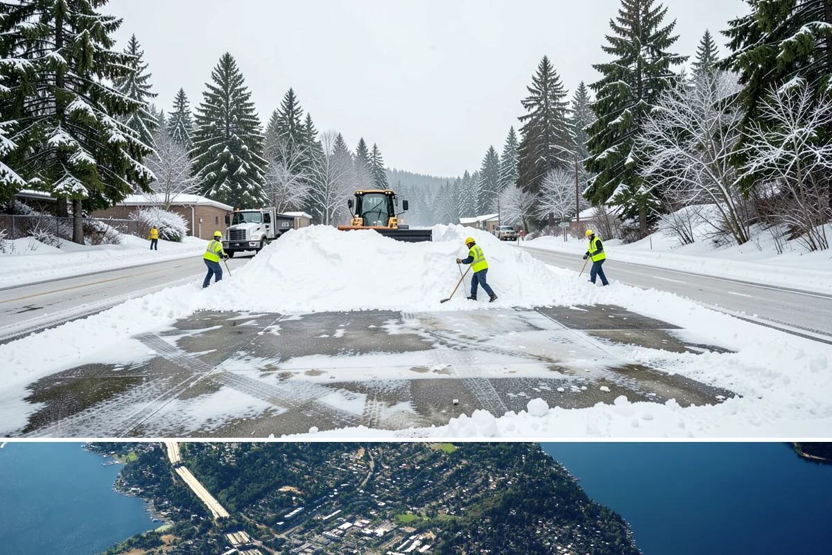 Catch Basin Snow Clearing in Mercer Island, King County, WA - Basins need clearing right before the thaw cycles and atmospheric rivers that regularly follow our snow events from December...
