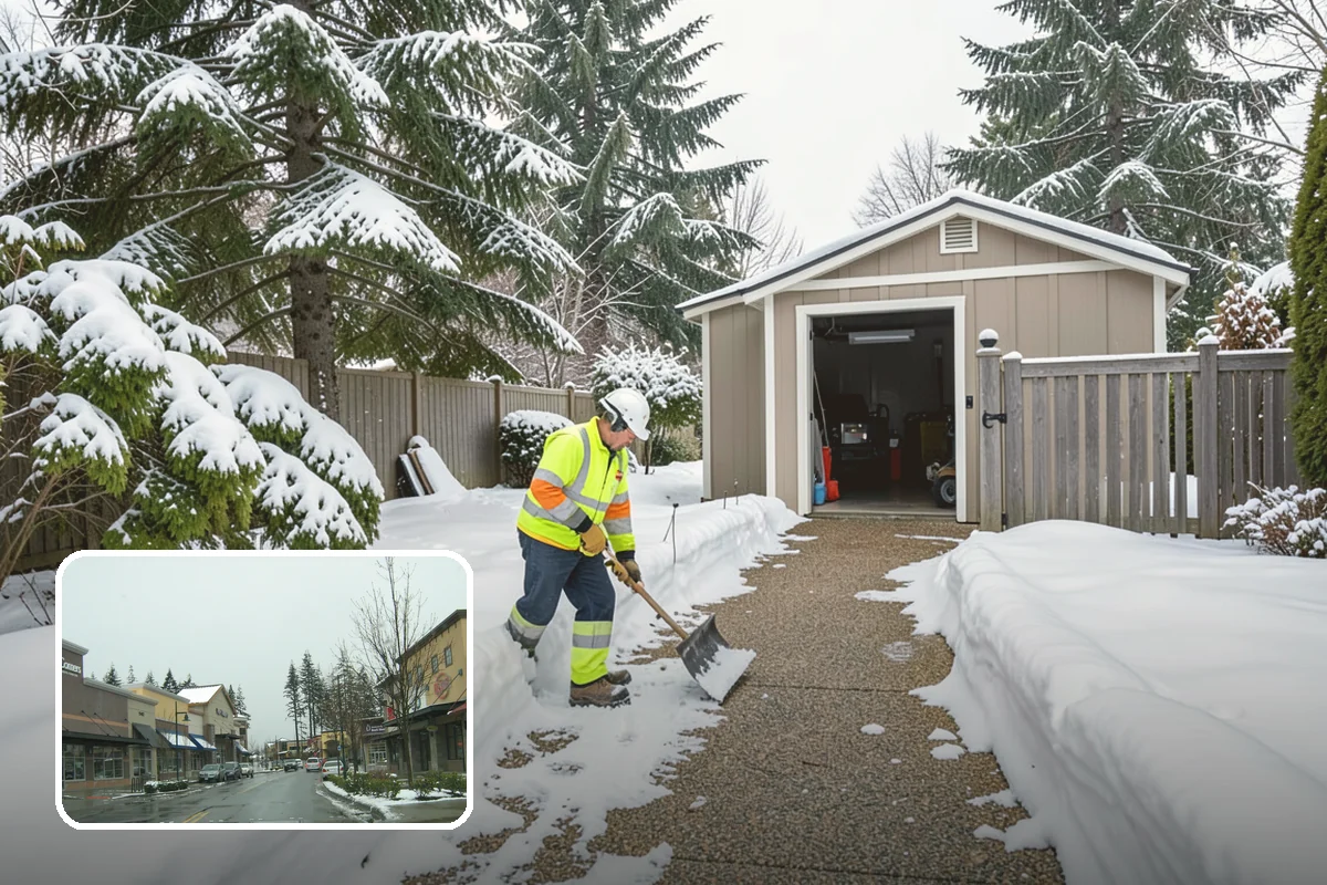 Catch Basin Snow Clearing in Mill Creek, Snohomish County, WA - Prevents ponding and flooding during thaws and rain events