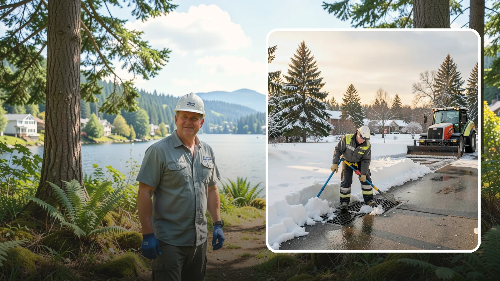 Catch Basin Snow Clearing in Milton, King County, WA - We keep catch basins and storm grates open so meltwater and rain drain instead of flooding your lot.