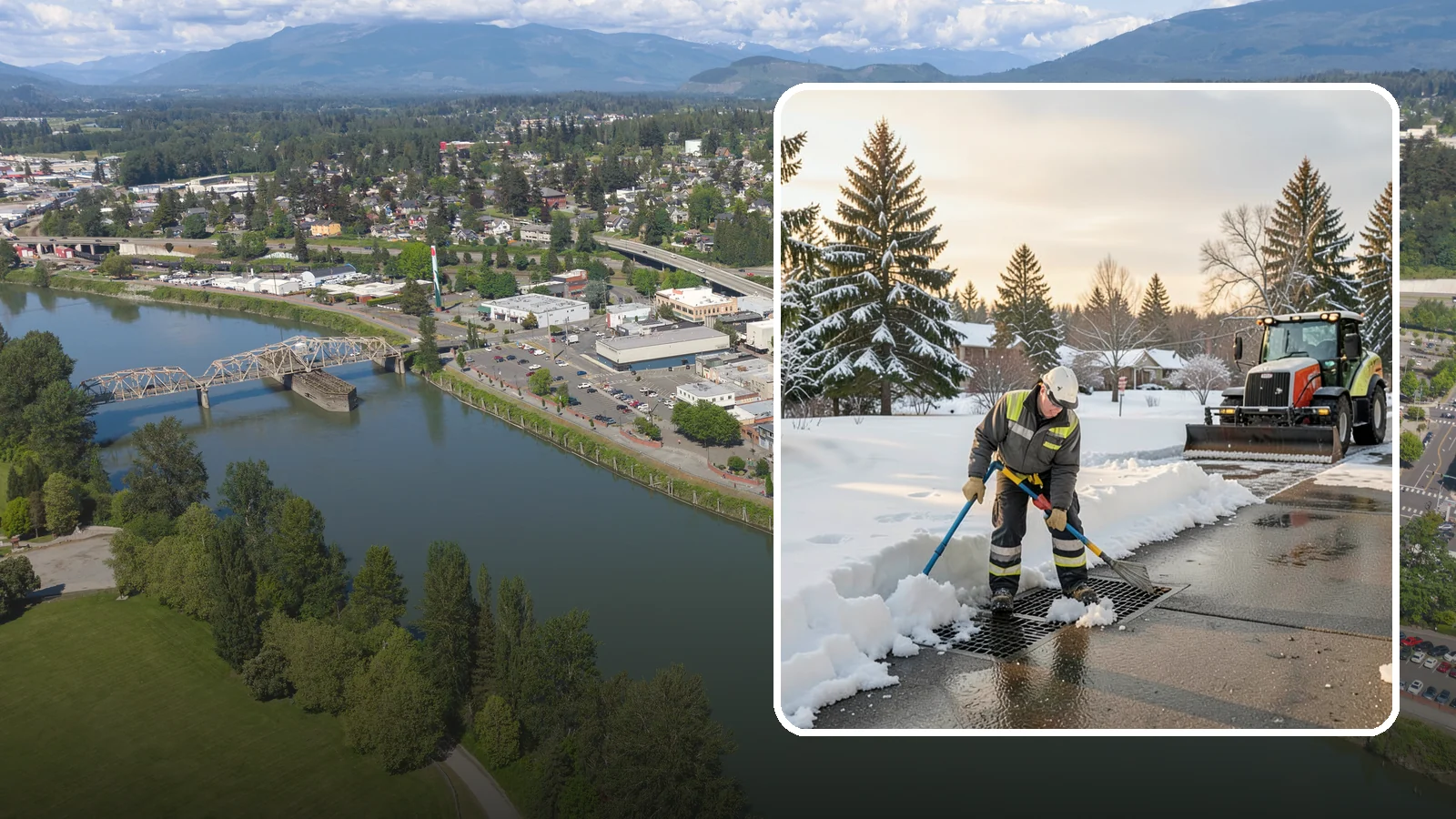 Catch Basin Snow Clearing in Mount Vernon, Skagit County, WA - We keep catch basins and storm grates open so meltwater and rain drain instead of flooding your lot.