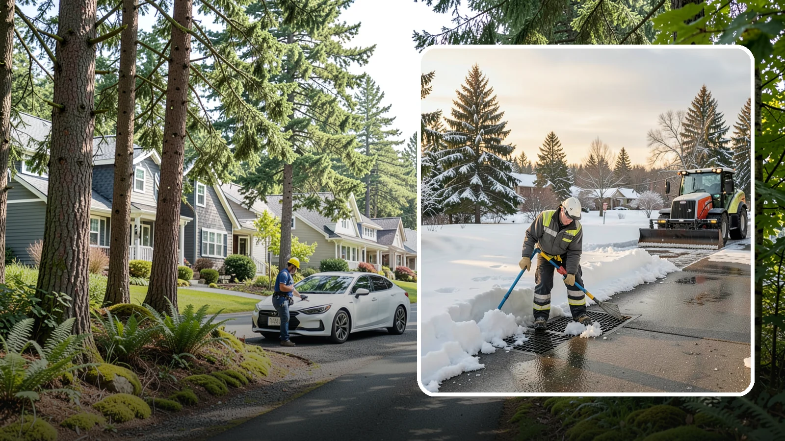 Catch Basin Snow Clearing in Normandy Park, King County, WA - We keep catch basins and storm grates open so meltwater and rain drain instead of flooding your lot.