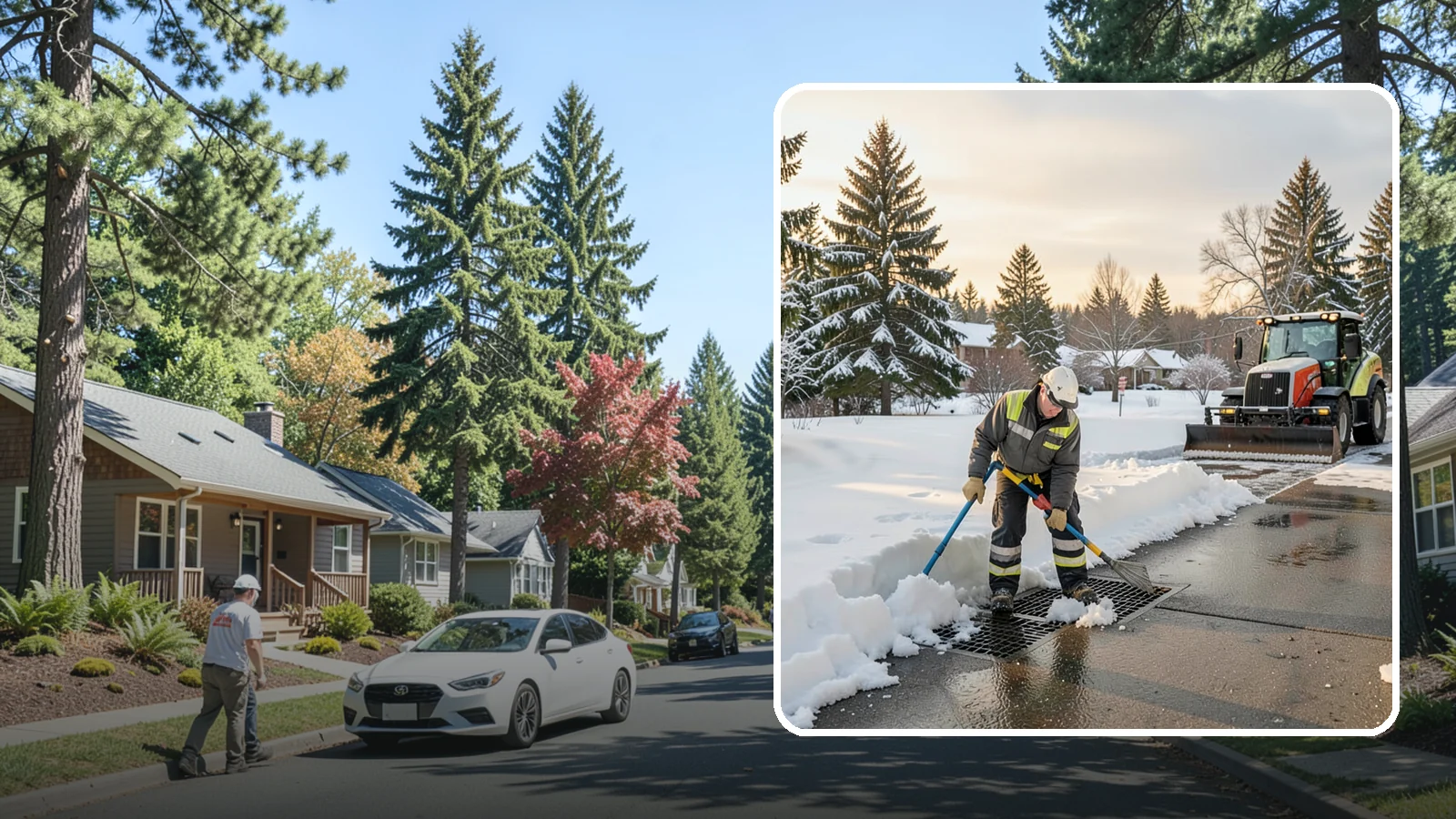 Catch Basin Snow Clearing in Orting, Pierce County, WA - We keep catch basins and storm grates open so meltwater and rain drain instead of flooding your lot.