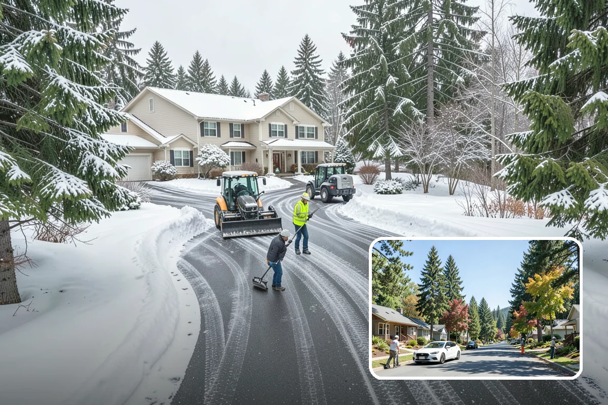 Catch Basin Snow Clearing in Orting, Pierce County, WA - Prevents ponding and flooding during thaws and rain events