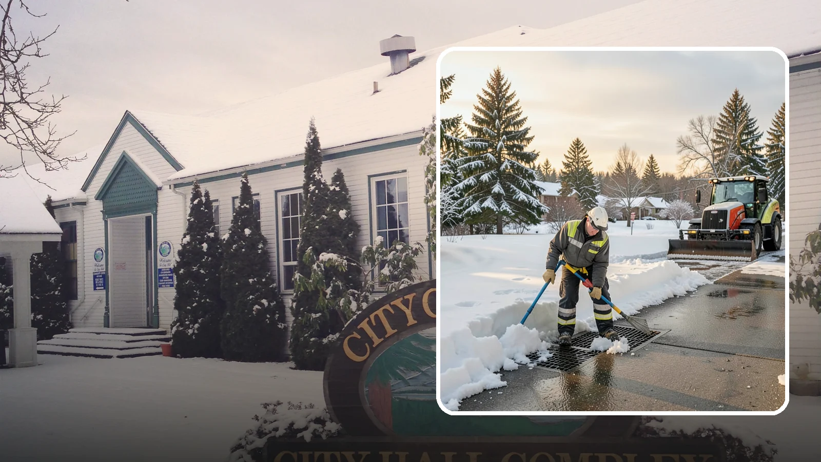 Catch Basin Snow Clearing in Pacific, King County, WA - We keep catch basins and storm grates open so meltwater and rain drain instead of flooding your lot.