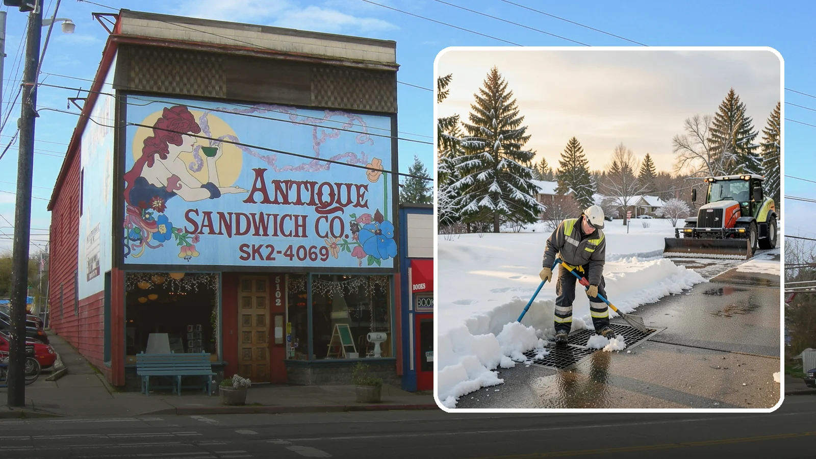 Catch Basin Snow Clearing in Ruston, Pierce County, WA - We keep catch basins and storm grates open so meltwater and rain drain instead of flooding your lot.