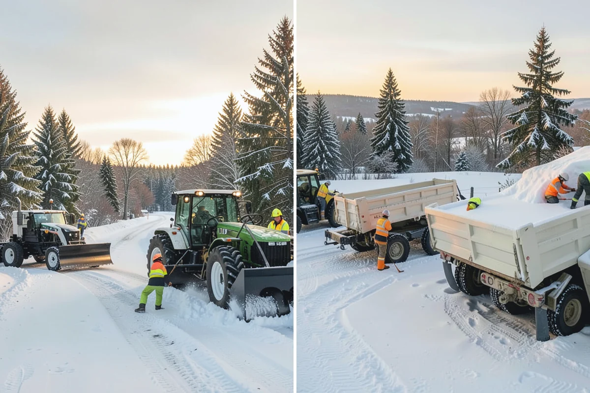 Catch Basin Snow Clearing in South Prairie, Pierce County, WA - We locate catch basins and storm grates across the site