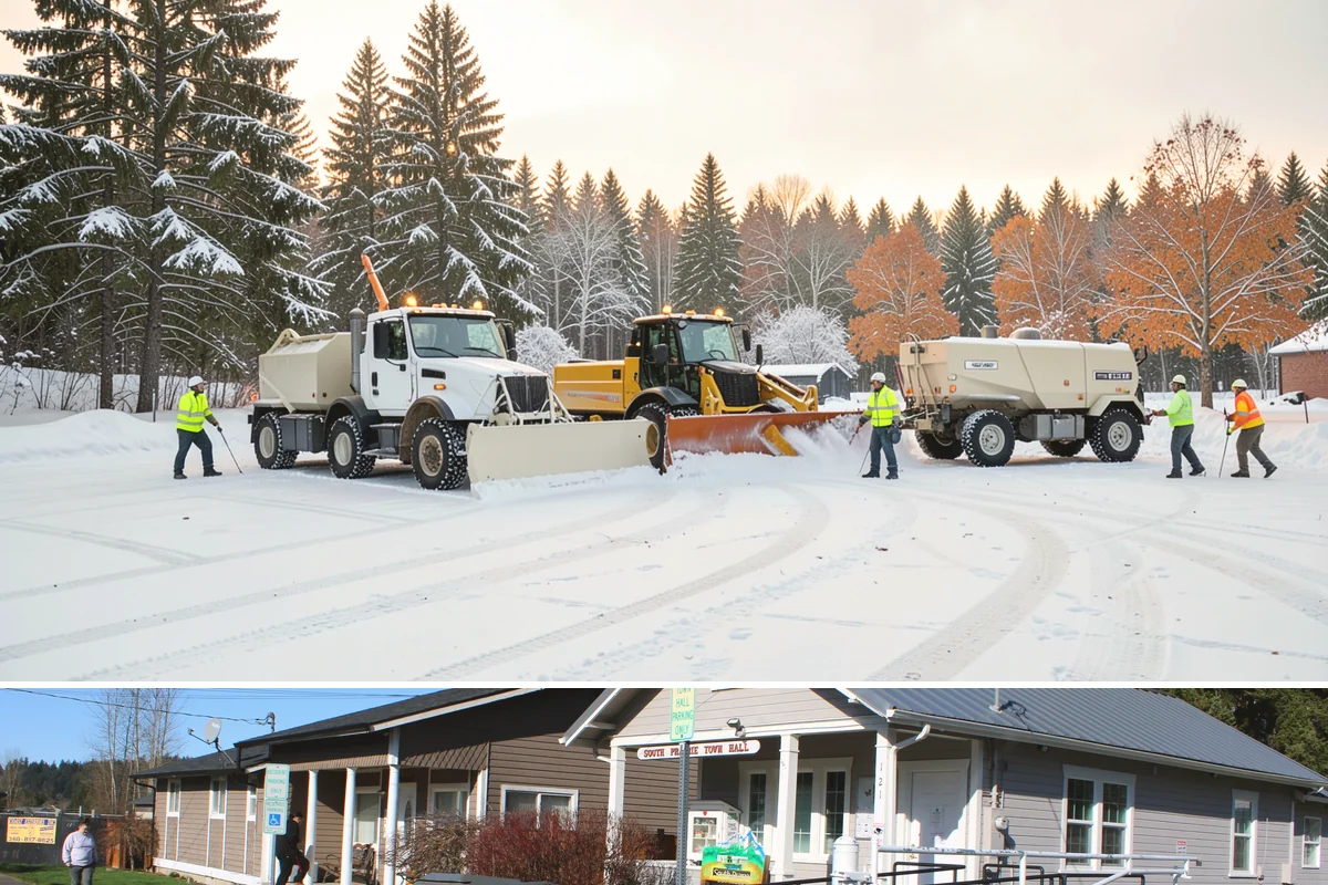 Catch Basin Snow Clearing in South Prairie, Pierce County, WA - Basins need clearing right before the thaw cycles and atmospheric rivers that regularly follow our snow events from December...