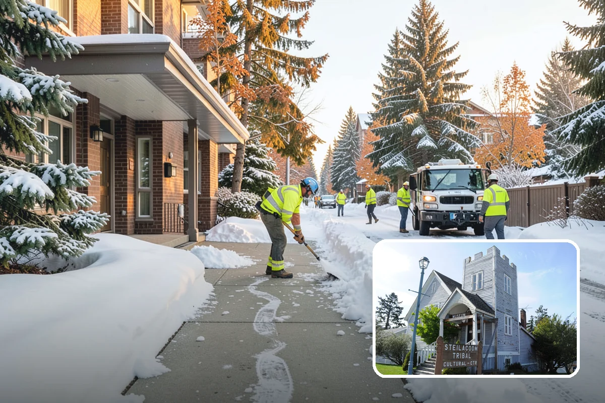 Catch Basin Snow Clearing in Steilacoom, Pierce County, WA - Prevents ponding and flooding during thaws and rain events
