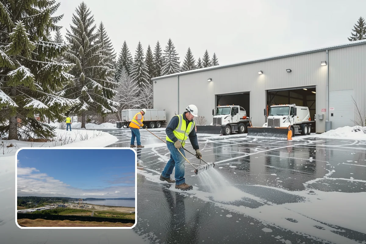 Catch Basin Snow Clearing in University Place, Pierce County, WA - Prevents ponding and flooding during thaws and rain events