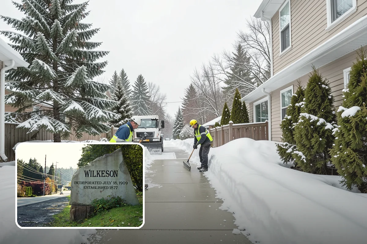 Catch Basin Snow Clearing in Wilkeson, Pierce County, WA - Prevents ponding and flooding during thaws and rain events