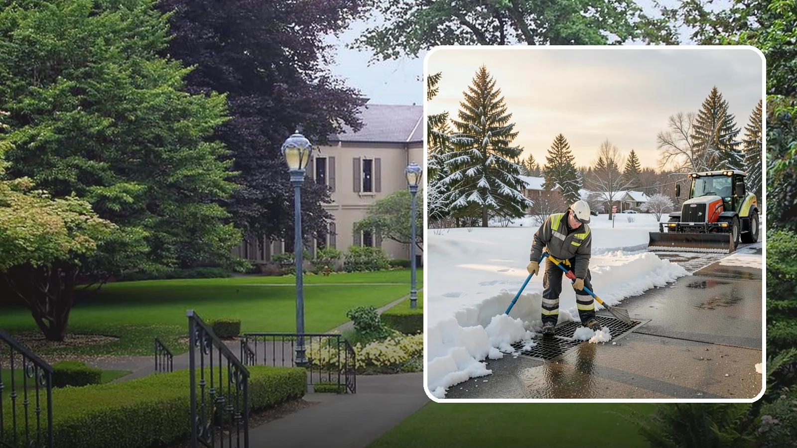 Catch Basin Snow Clearing in Woodinville, King County, WA - We keep catch basins and storm grates open so meltwater and rain drain instead of flooding your lot.