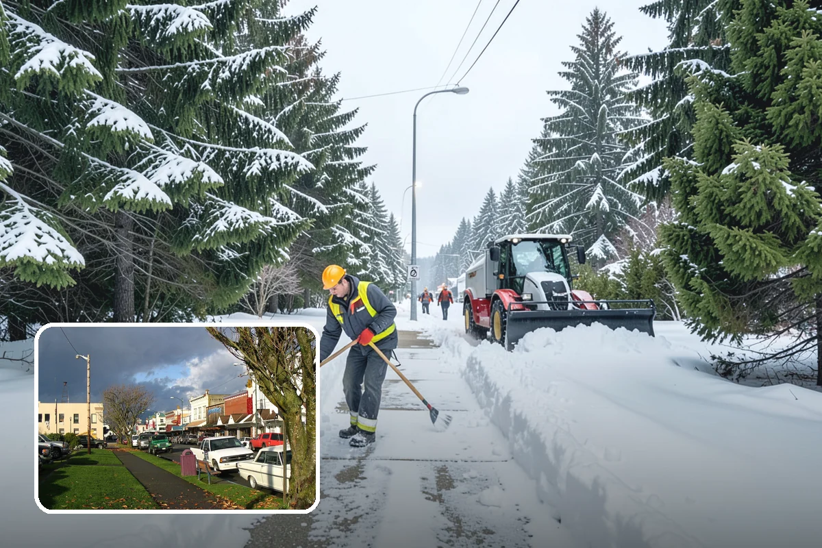 Church Parking Lot Snow Removal in Arlington, Snohomish County, WA - Congregations arrive to a cleared lot for weekend and holiday services