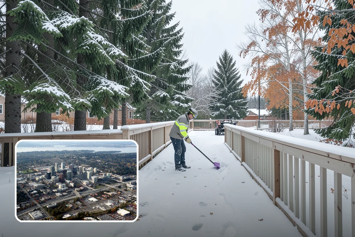 Church Parking Lot Snow Removal in Bellevue, King County, WA - Congregations arrive to a cleared lot for weekend and holiday services