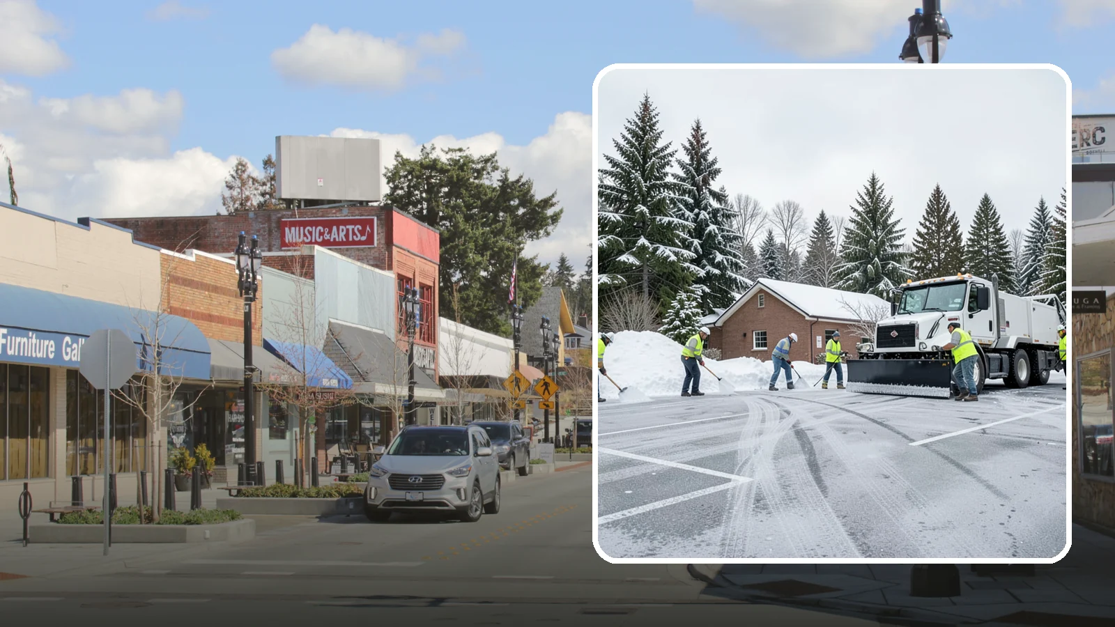 Church Parking Lot Snow Removal in Bothell, King County, WA - We clear church lots ahead of weekend services so Western Washington congregations gather safely in winter.