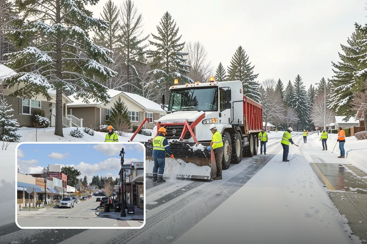 Church Parking Lot Snow Removal in Bothell, King County, WA - Congregations arrive to a cleared lot for weekend and holiday services