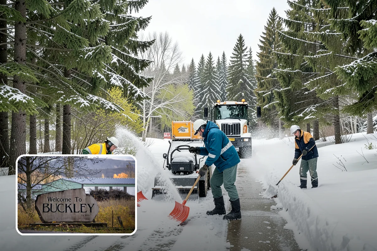 Church Parking Lot Snow Removal in Buckley, Pierce County, WA - Congregations arrive to a cleared lot for weekend and holiday services