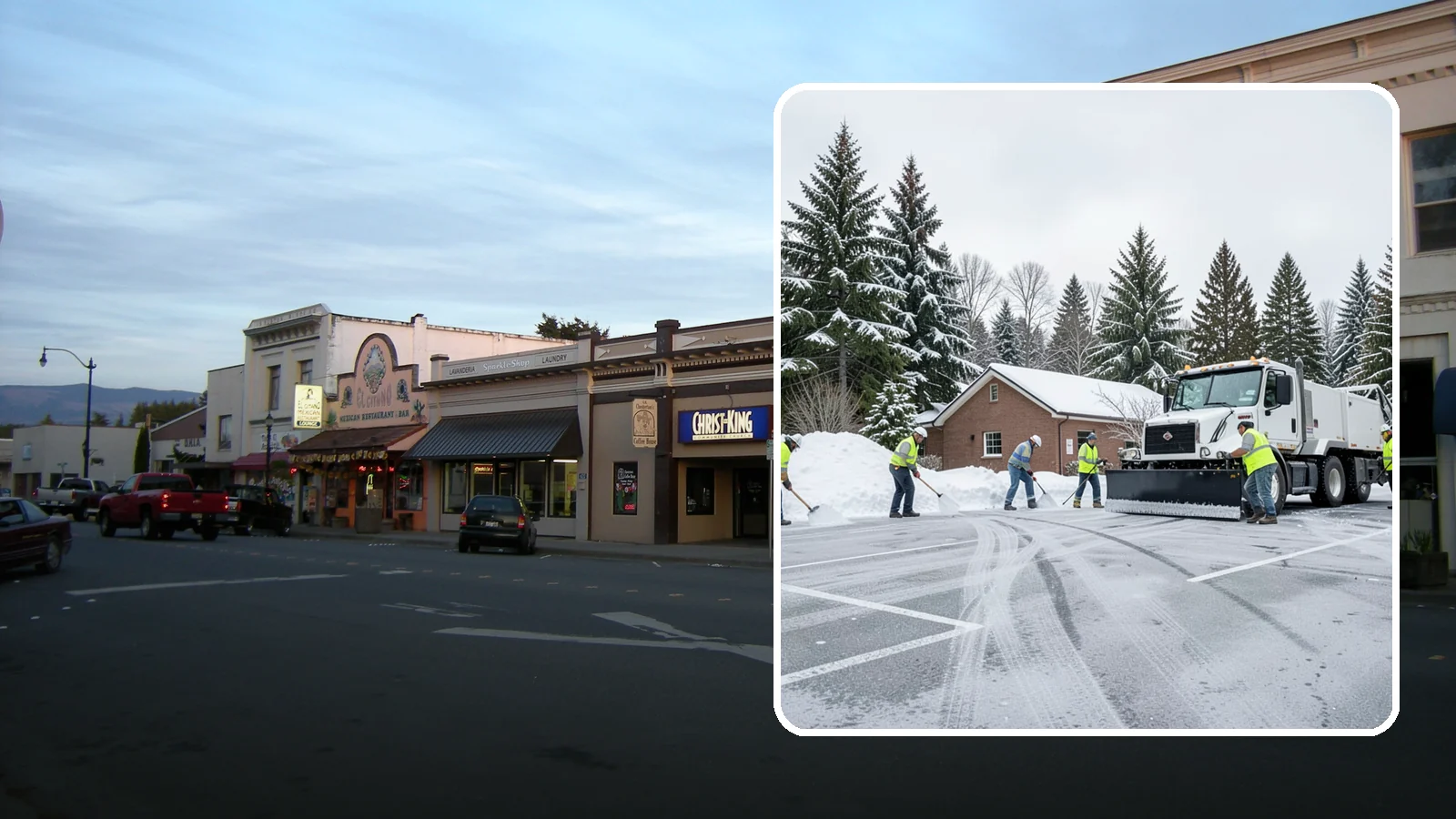 Church Parking Lot Snow Removal in Burlington, Skagit County, WA - We clear church lots ahead of weekend services so Western Washington congregations gather safely in winter.