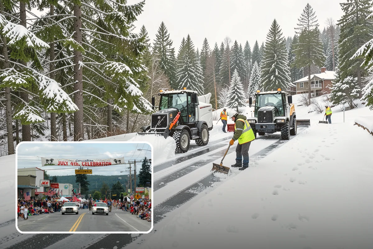 Church Parking Lot Snow Removal in Carnation, King County, WA - Congregations arrive to a cleared lot for weekend and holiday services
