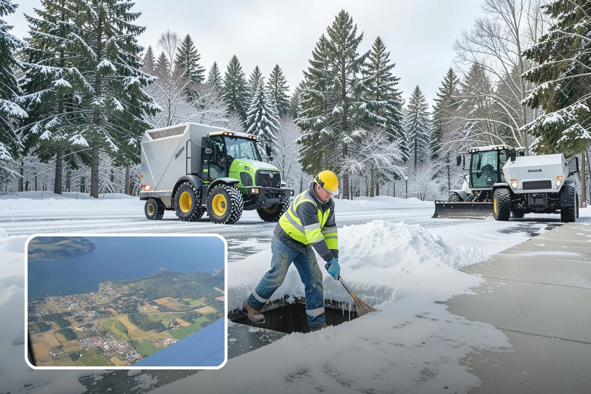 Church Parking Lot Snow Removal in Coupeville, Island County, WA - Congregations arrive to a cleared lot for weekend and holiday services