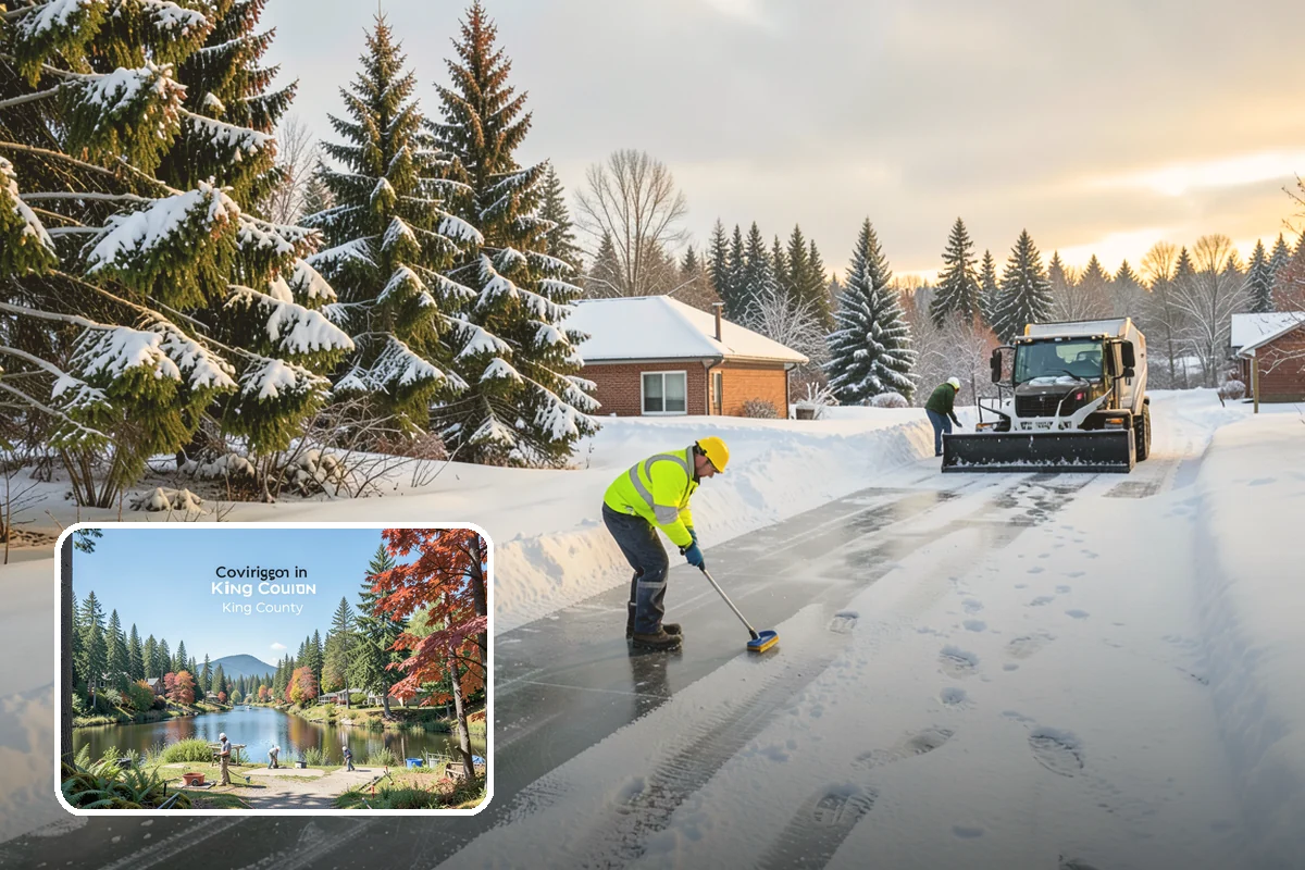 Church Parking Lot Snow Removal in Covington, King County, WA - Congregations arrive to a cleared lot for weekend and holiday services