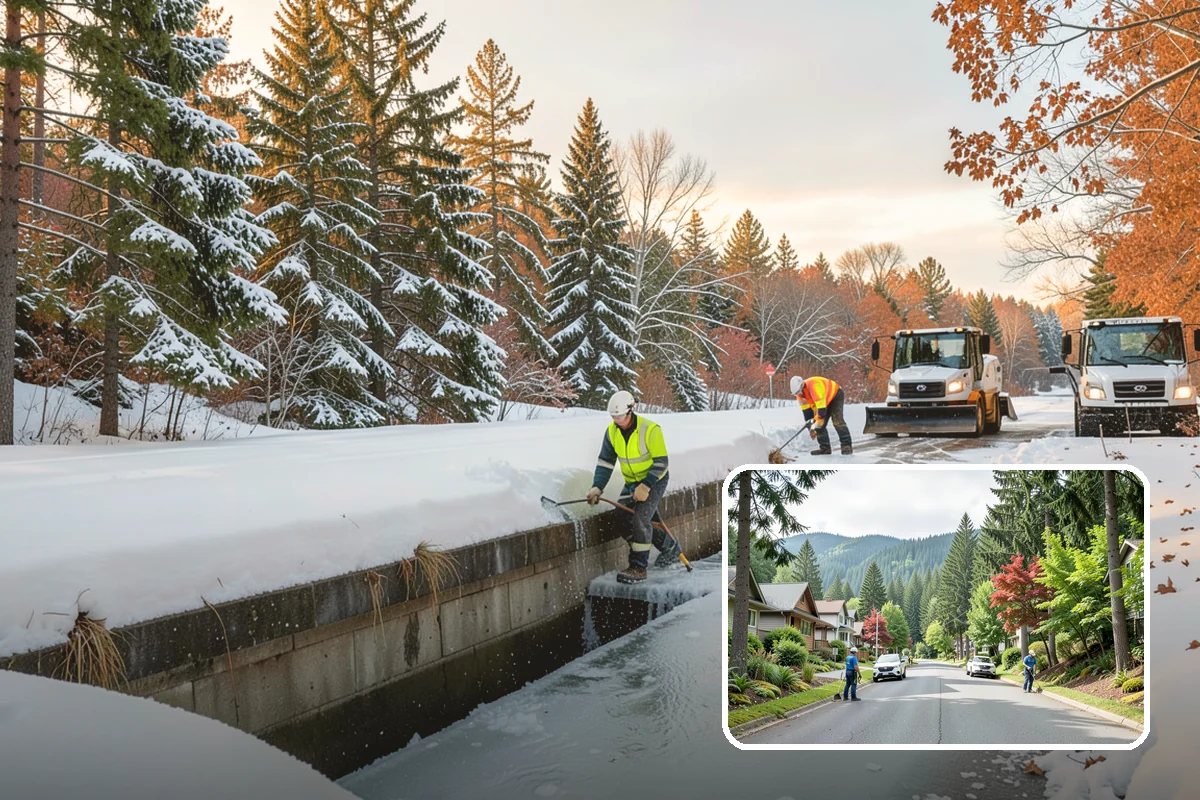 Church Parking Lot Snow Removal in Darrington, Snohomish County, WA - Congregations arrive to a cleared lot for weekend and holiday services