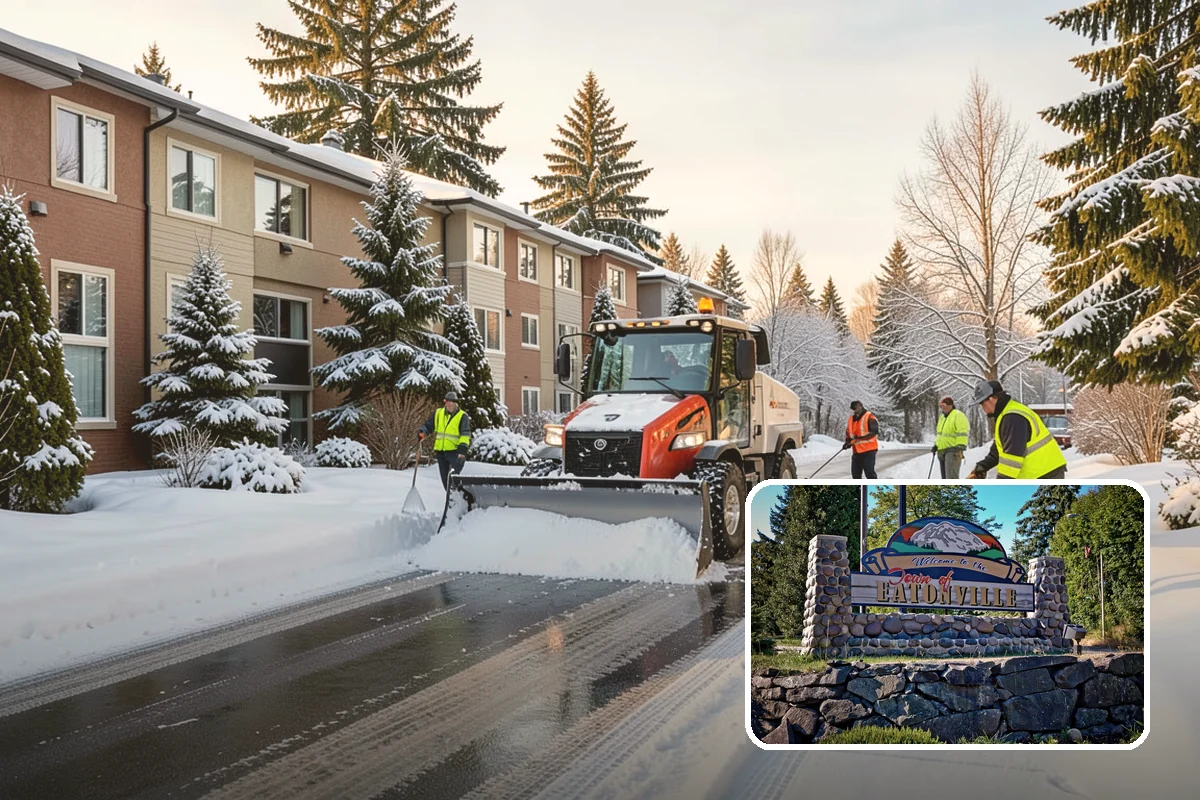 Church Parking Lot Snow Removal in Eatonville, Pierce County, WA - Congregations arrive to a cleared lot for weekend and holiday services