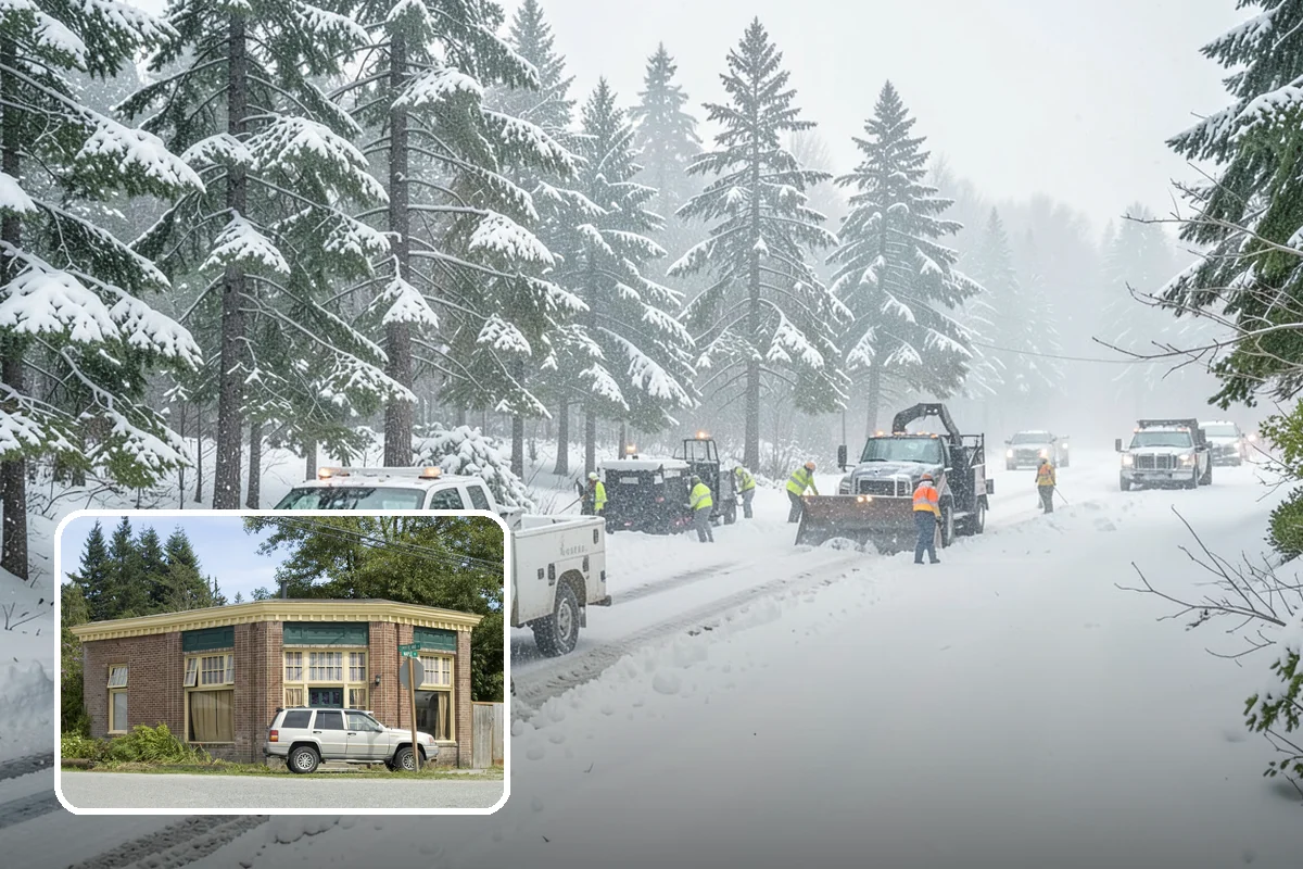 Church Parking Lot Snow Removal in Hamilton, Skagit County, WA - Congregations arrive to a cleared lot for weekend and holiday services