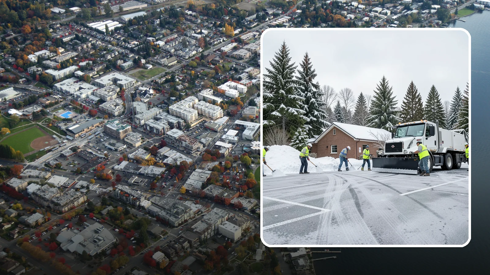 Church Parking Lot Snow Removal in Kirkland, King County, WA - We clear church lots ahead of weekend services so Western Washington congregations gather safely in winter.