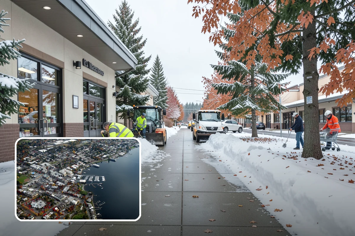Church Parking Lot Snow Removal in Kirkland, King County, WA - Congregations arrive to a cleared lot for weekend and holiday services