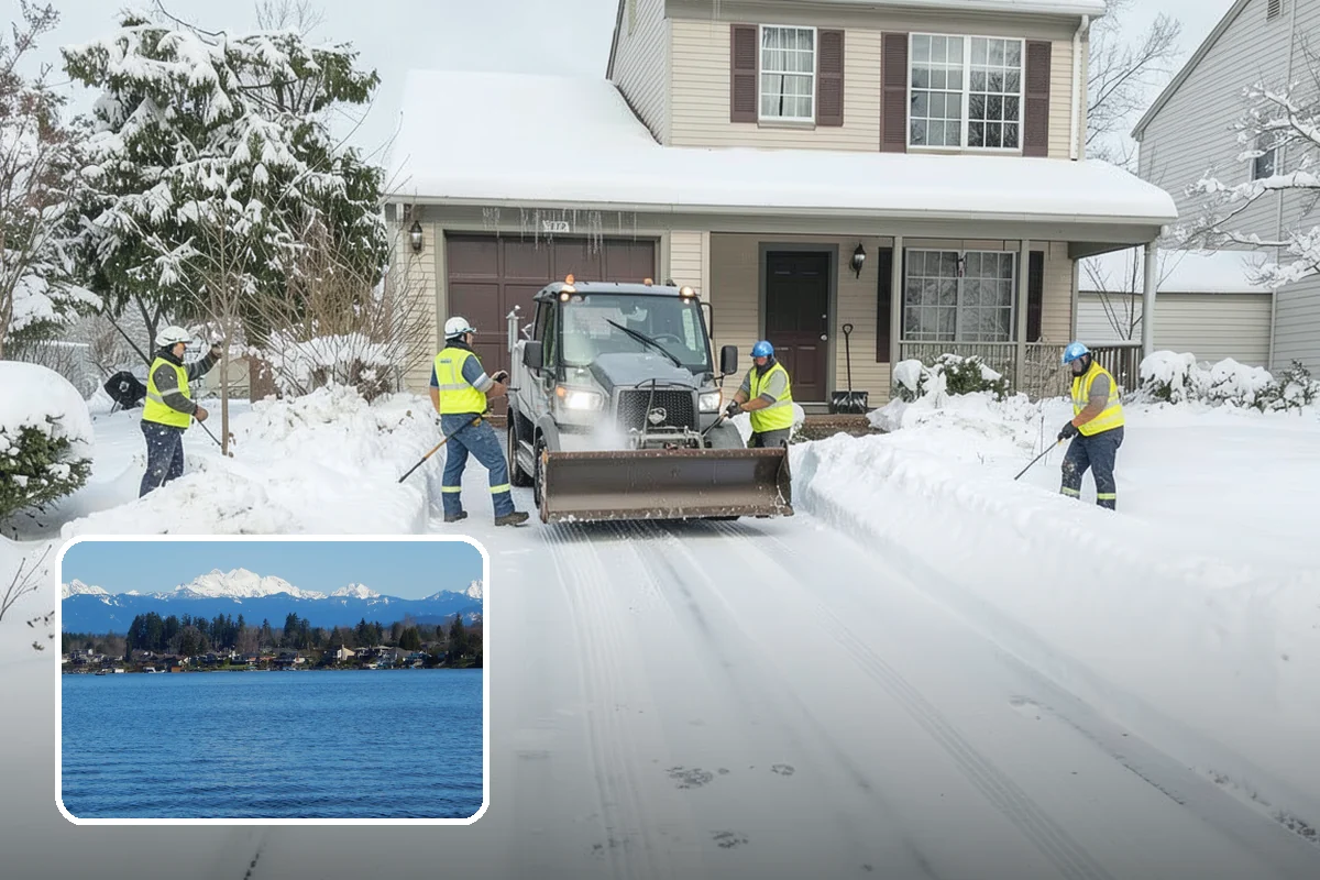 Church Parking Lot Snow Removal in Lake Stevens, Snohomish County, WA - Congregations arrive to a cleared lot for weekend and holiday services