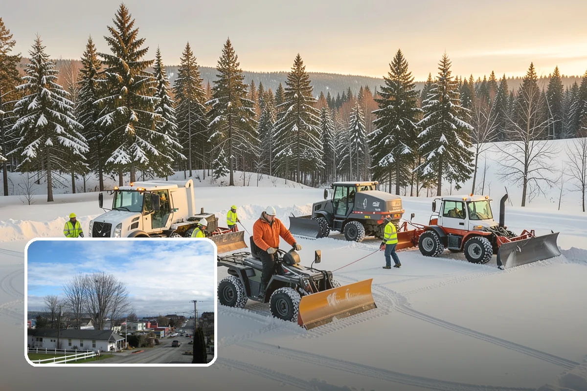 Church Parking Lot Snow Removal in Langley, Island County, WA - Congregations arrive to a cleared lot for weekend and holiday services
