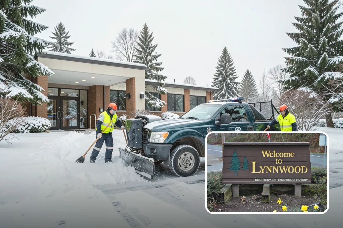 Church Parking Lot Snow Removal in Lynnwood, Snohomish County, WA - Congregations arrive to a cleared lot for weekend and holiday services