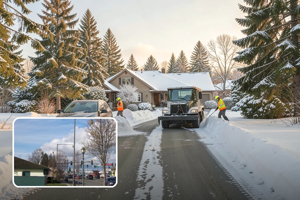 Church Parking Lot Snow Removal in Marysville, Snohomish County, WA - Congregations arrive to a cleared lot for weekend and holiday services