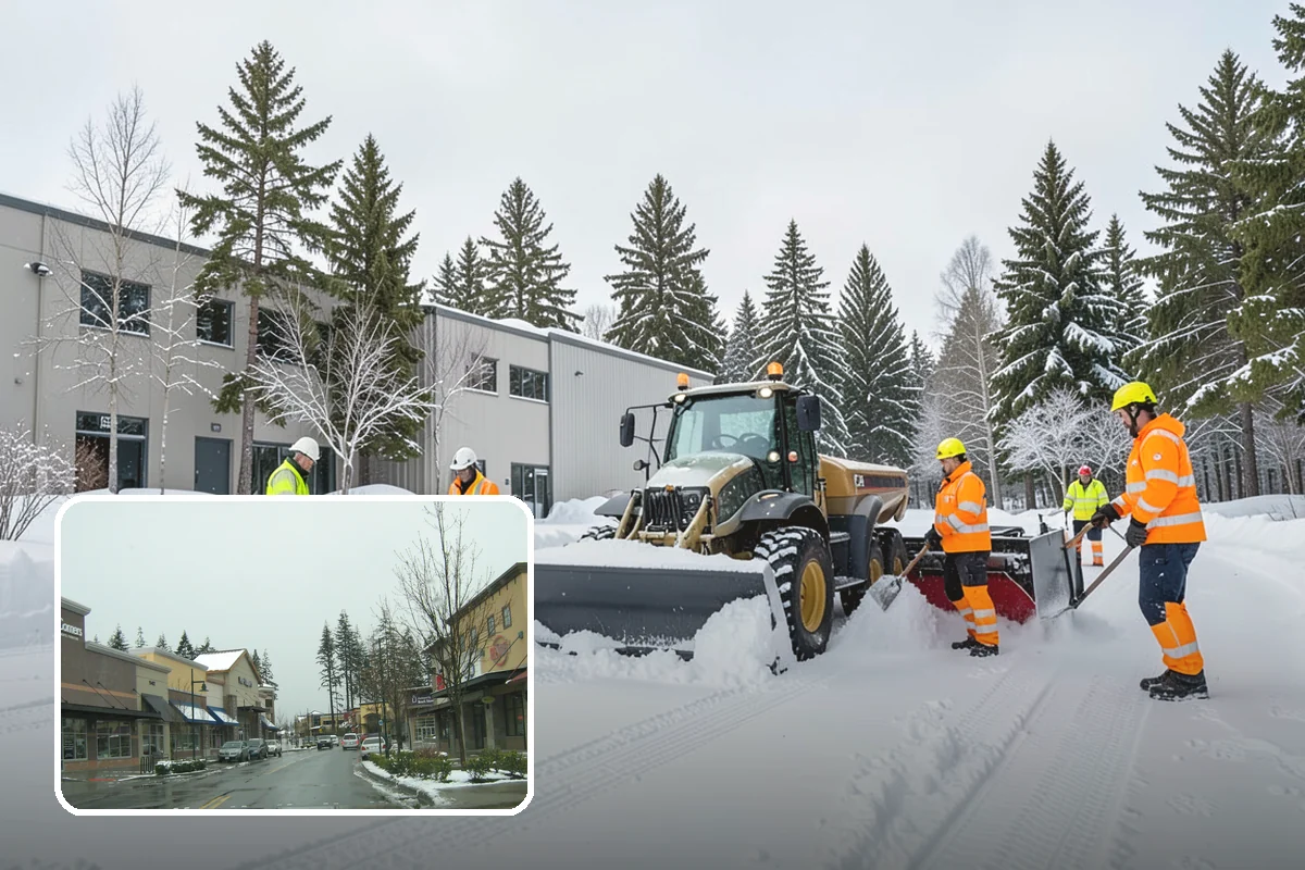 Church Parking Lot Snow Removal in Mill Creek, Snohomish County, WA - Congregations arrive to a cleared lot for weekend and holiday services