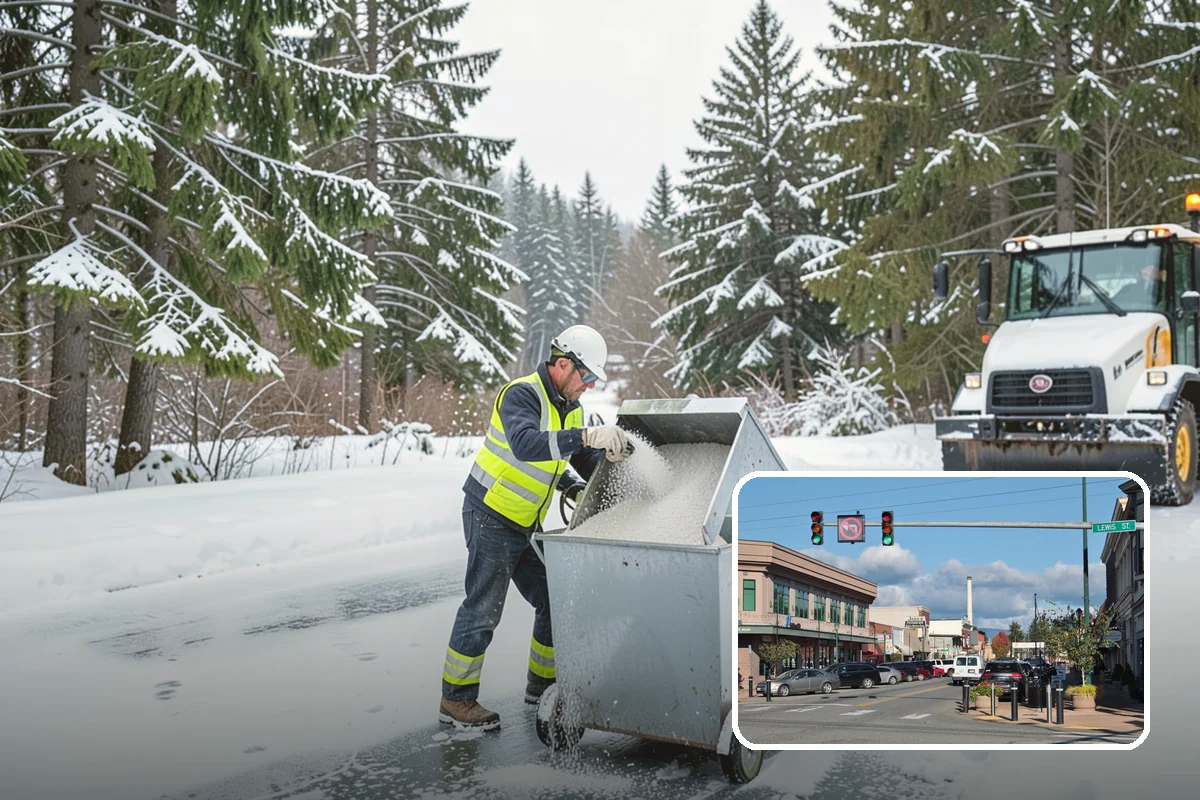 Church Parking Lot Snow Removal in Monroe, Snohomish County, WA - Congregations arrive to a cleared lot for weekend and holiday services