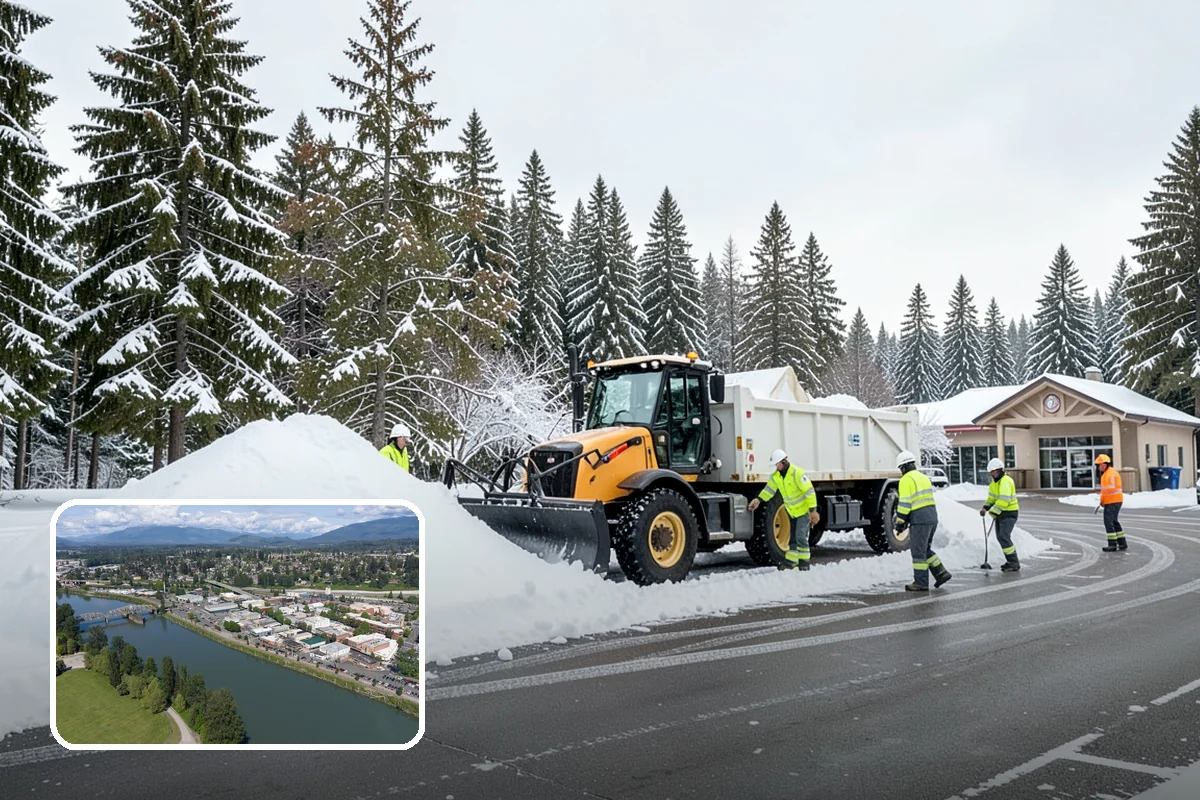 Church Parking Lot Snow Removal in Mount Vernon, Skagit County, WA - Congregations arrive to a cleared lot for weekend and holiday services