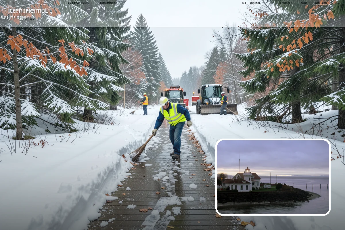 Church Parking Lot Snow Removal in Mukilteo, Snohomish County, WA - Congregations arrive to a cleared lot for weekend and holiday services