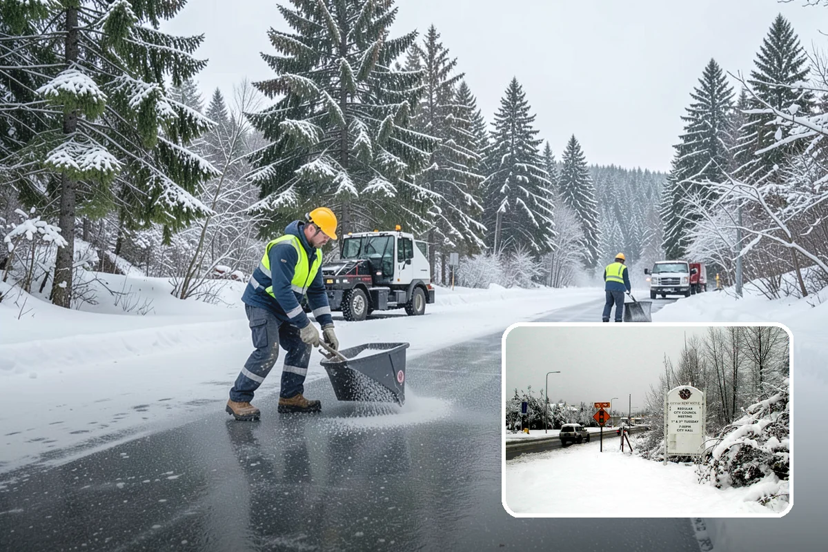Church Parking Lot Snow Removal in Newcastle, King County, WA - Congregations arrive to a cleared lot for weekend and holiday services