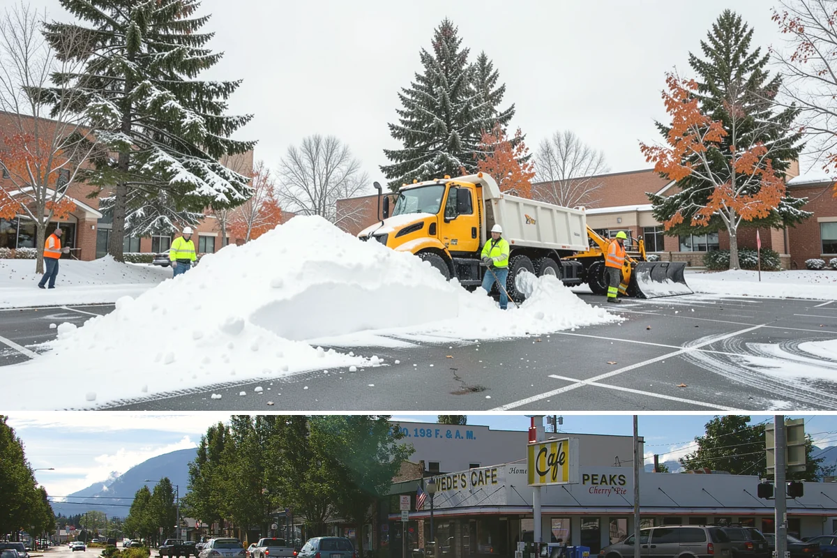 Church Parking Lot Snow Removal in North Bend, King County, WA - Church lots in the Puget Sound area need the most winter service from December through February, peaking around the holiday...