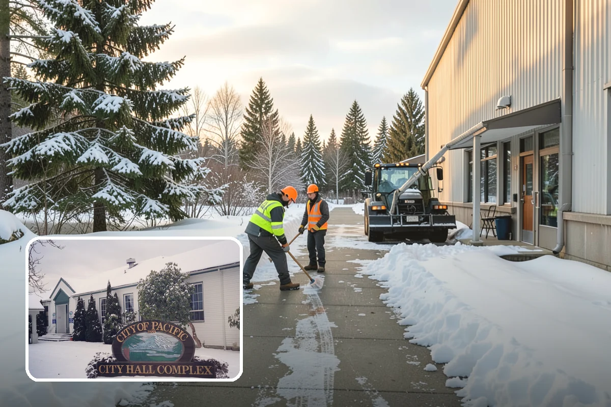 Church Parking Lot Snow Removal in Pacific, King County, WA - Congregations arrive to a cleared lot for weekend and holiday services