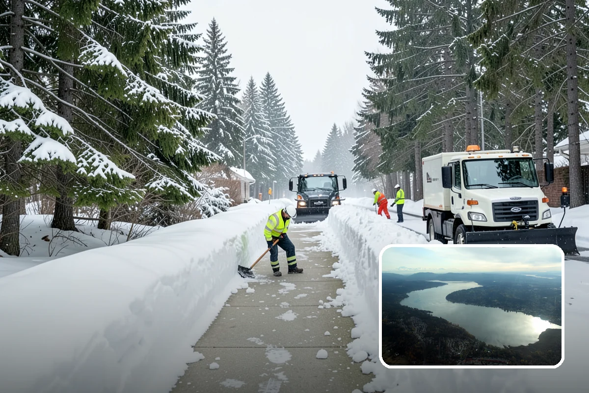 Church Parking Lot Snow Removal in Sammamish, King County, WA - Congregations arrive to a cleared lot for weekend and holiday services